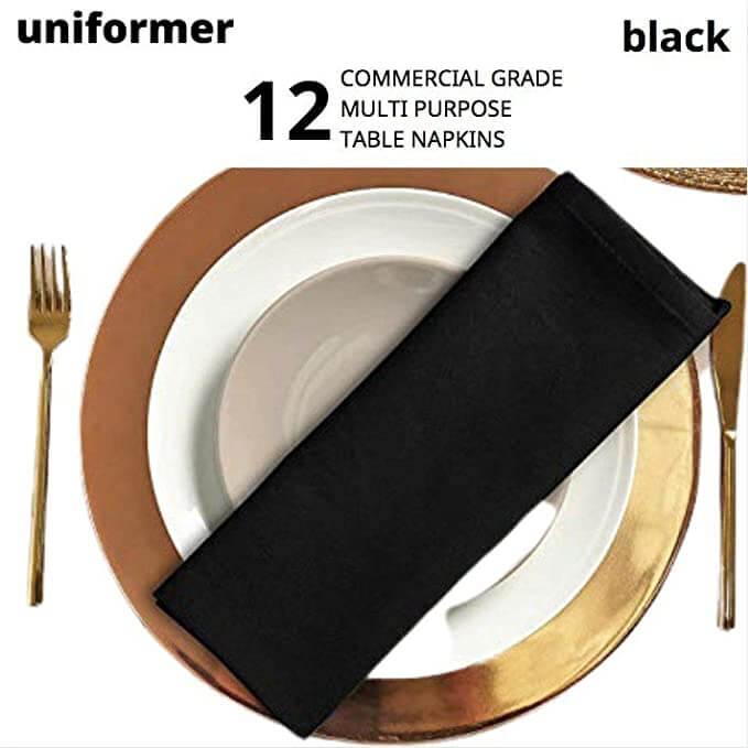 Black Table Napkins - Pack of 12 - uniformer