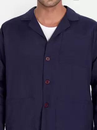 Navy Blue Lab Coat - Cotton - uniformer