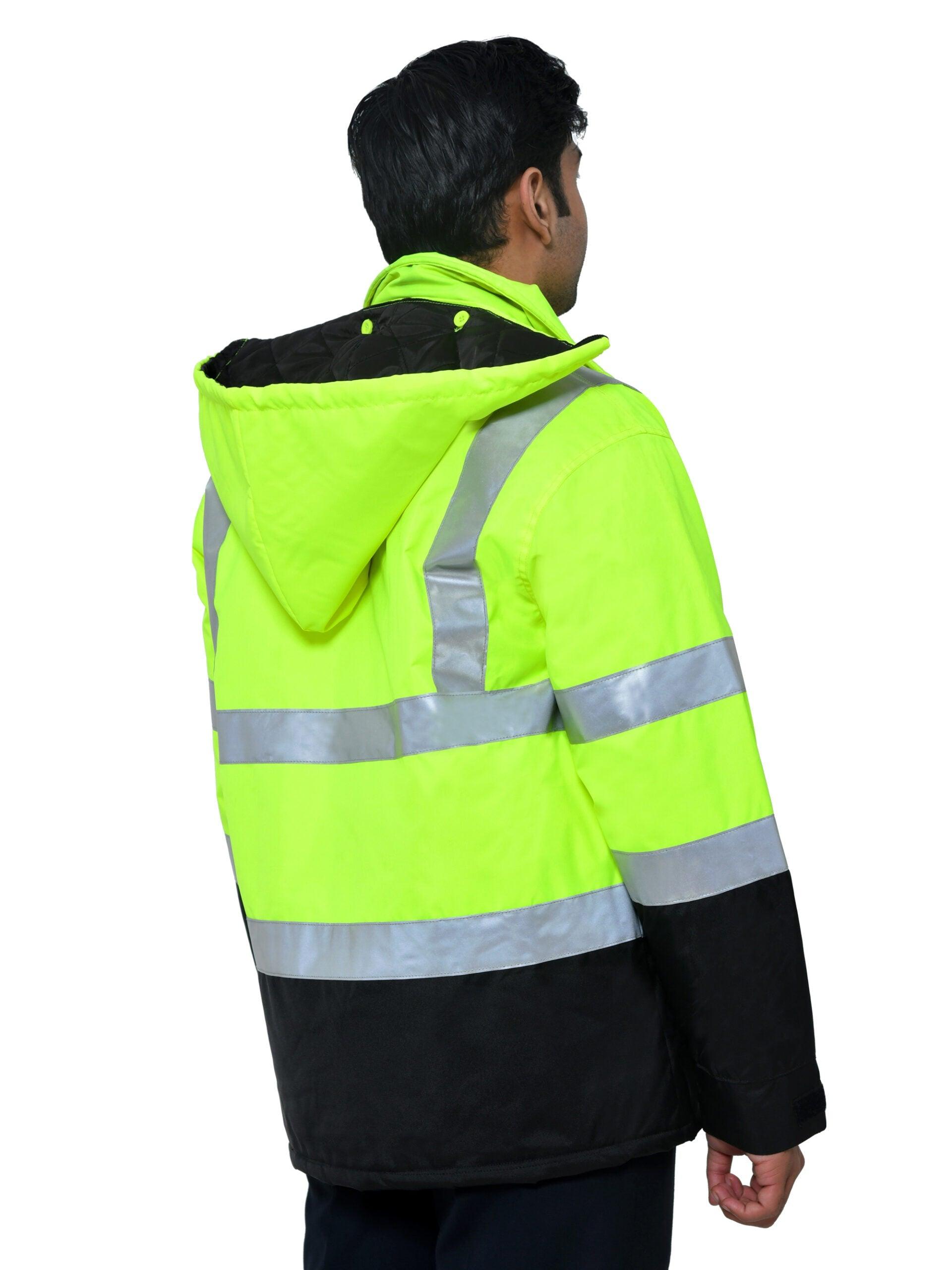 Hi-Vis Rain Jacket, Yellow Size Medium R/Fit